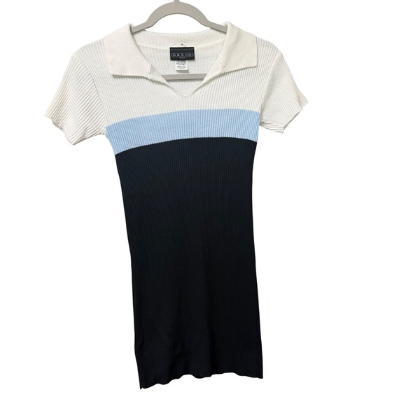 G.A.S.CO. Dresses & Skirts - G.A.S.CO. Womens Vintage Y2K Ribbed Knit Colorblock Polo Mini Dress Medium Retro